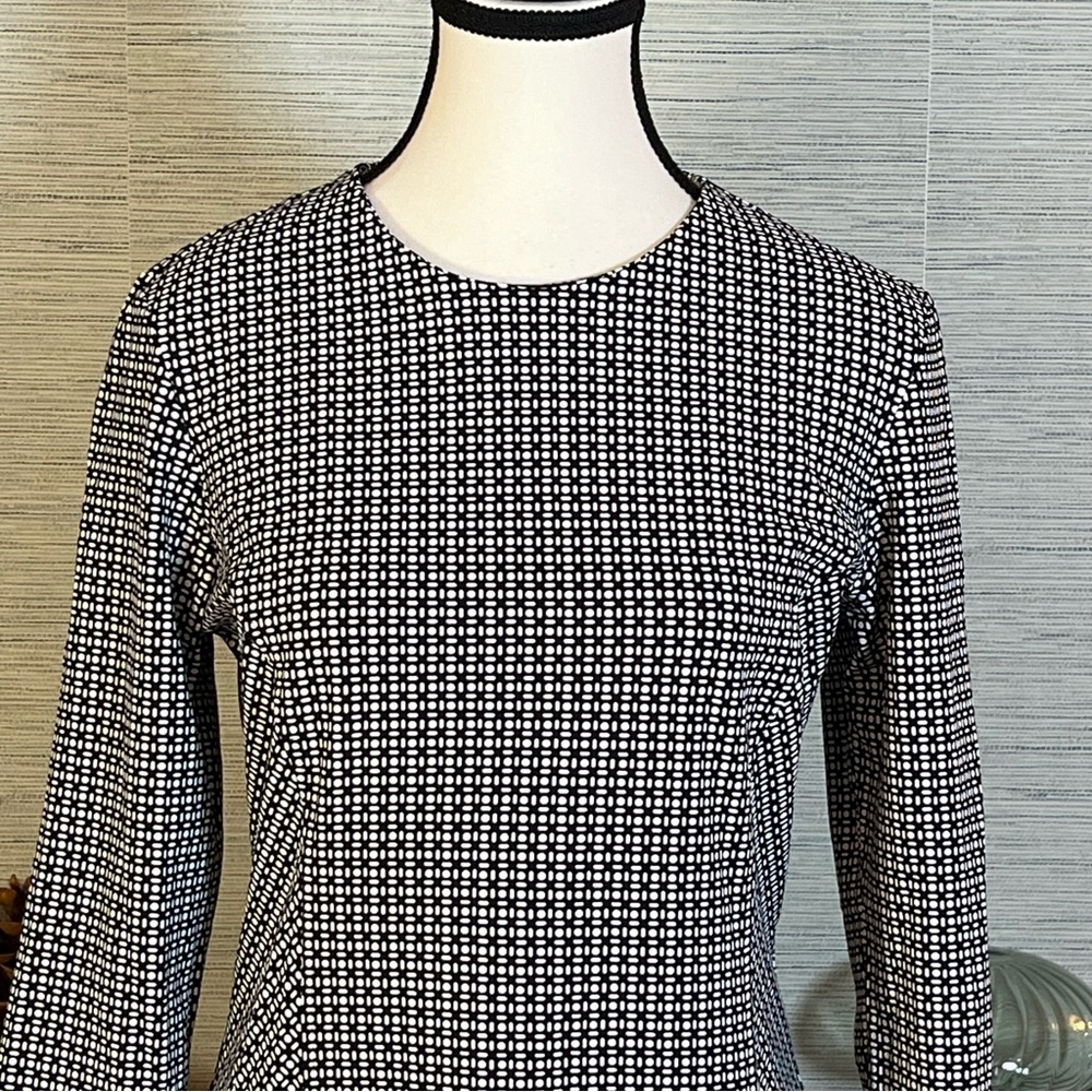 J. McLaughlin Black White Catalina Cloth Catalyst Dress Women’s Medium Pockets - Picture 2 of 9